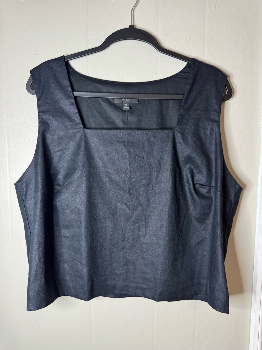 Banana Republic NWT Women's Black Linen Square-Neck Sleeveless Top XL